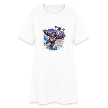 Gorille Drone Enfants Drôle - Robe T-shirt Femme - blanc - Devant