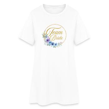 Équipe Mariée ! Cercle, Floral, Bleu, Violet, Or - Robe T-shirt Femme - blanc - Devant