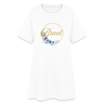 Équipe Mariée ! Cercle, Floral, Bleu, Violet, Or - Robe T-shirt Femme - blanc - Devant