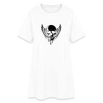 Winged Skull - Cool Skeleton Tattoo - Women’s T-Shirt Dress - white - Front