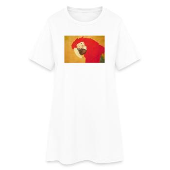 Eleganter Papageienkopf mit warmem Farbenspiel - Frauen T-Shirt-Kleid - Weiß - Vorne