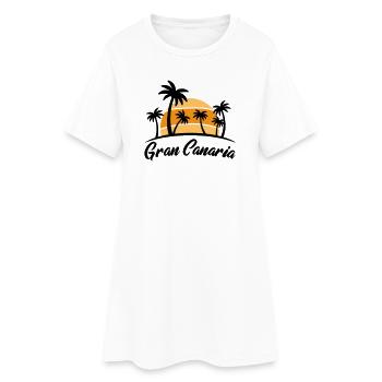 Gran Canaria Sonnenuntergang mit Palmen - Frauen T-Shirt-Kleid - Weiß - Vorne