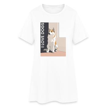 Hundeporträt mit Love Botschaft - Frauen T-Shirt-Kleid - Weiß - Vorne