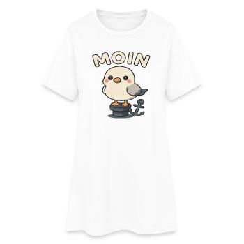 Moin - Möwedesign - Frauen T-Shirt-Kleid - Weiß - Vorne
