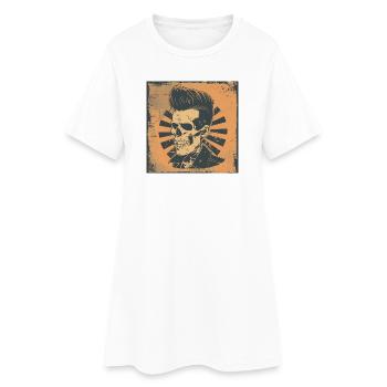 Hüftiger Totenkopf im Rockabilly Style - Frauen T-Shirt-Kleid - Weiß - Vorne