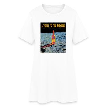 Space celebration with wine bottle - Women’s T-Shirt Dress - white - Front