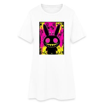 Lapin grimé néon rétro - Robe T-shirt Femme - blanc - Devant