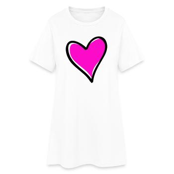 Motif cœur rose vif - Robe T-shirt Femme - blanc - Devant