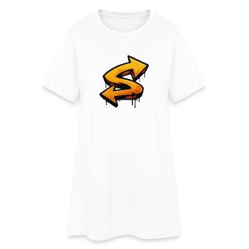 Impression graffiti avec flèches directionnelles lettre S - Robe T-shirt Femme - blanc - Devant