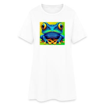 Frosch - Frauen T-Shirt-Kleid - Weiß - Vorne