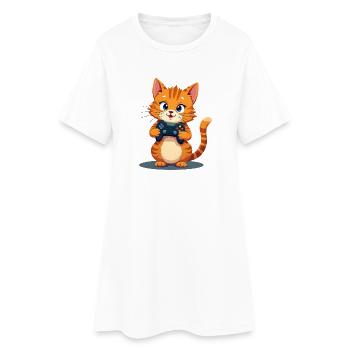 Chaton avec manette de jeu - Robe T-shirt Femme - blanc - Devant