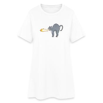 Chat-lumeau - Robe T-shirt Femme - blanc - Devant