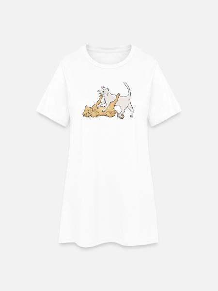 Chat-touille - Robe T-shirt Femme - blanc