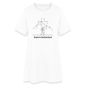 Explore Switzerland Wander Motiv - Frauen T-Shirt-Kleid - Weiß - Vorne