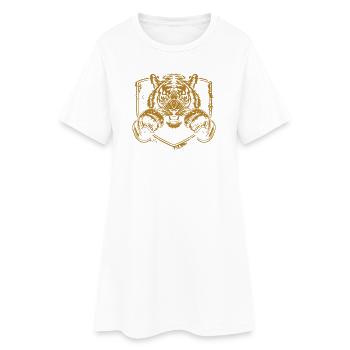 Kriegerischer Tiger mit Schild - Frauen T-Shirt-Kleid - Weiß - Vorne