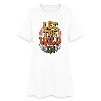 Adventure - Lass die Wildnis rein - Frauen T-Shirt-Kleid - Weiß - Vorne