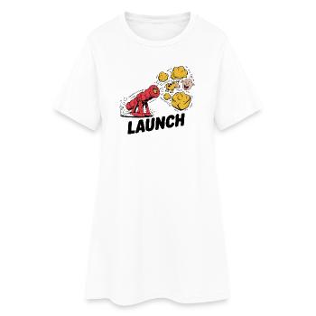 Comic Dinosaur Cannon Explosion Design - Women’s T-Shirt Dress - white - Front
