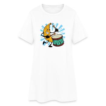 Banana Drummer Popping Drum - Women’s T-Shirt Dress - white - Front
