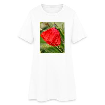 Motif de goutte de coquelicot - Robe T-shirt Femme - blanc - Devant