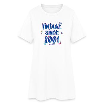Jahrgang seit 2001 Graffiti Glitch 24th Bday Vibes - Frauen T-Shirt-Kleid - Weiß - Vorne