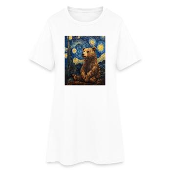 Bear Bears Van Gogh Style Starry Night - Women’s T-Shirt Dress - white - Front