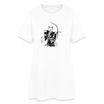Samurai Fuchs mit Bogen – Ukiyo-e Japan Art - Frauen T-Shirt-Kleid - Weiß - Vorne