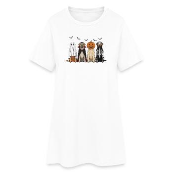 Chiens d'Halloween avec lanterne citrouille, Labrador - Robe T-shirt Femme - blanc - Devant