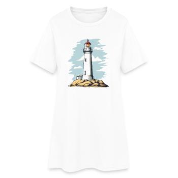 Motif côtier de phare sur le rocher - Robe T-shirt Femme - blanc - Devant