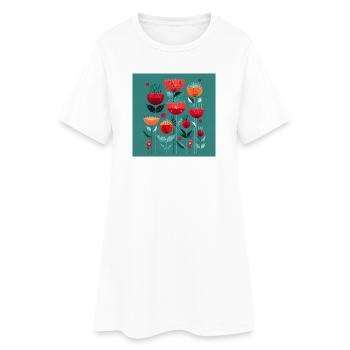 Fleurs abstraites aux couleurs vives - Robe T-shirt Femme - blanc - Devant