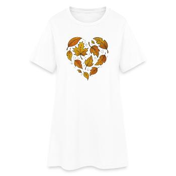 Herbstliches Herzblattmuster - Frauen T-Shirt-Kleid - Weiß - Vorne
