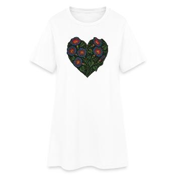 Motif floral de gloire du matin en forme de cœur - Robe T-shirt Femme - blanc - Devant