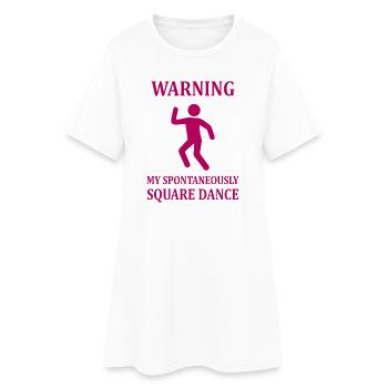 Warning Square Dance - Women’s T-Shirt Dress - white - Front