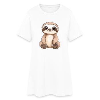 Motif de paresseux mignon pour les fans de la nature - Robe T-shirt Femme - blanc - Devant