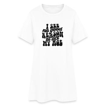 Druckdesign mit Selbstakzeptanz-Botschaft - Frauen T-Shirt-Kleid - Weiß - Vorne