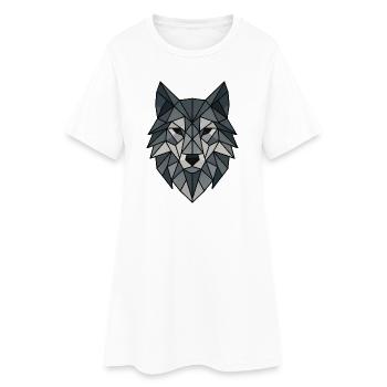 Geometrisches Wolfsporträt für Bekleidung - Frauen T-Shirt-Kleid - Weiß - Vorne