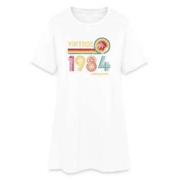 Jahrgang 1984 Burst-Design - Frauen T-Shirt-Kleid - Weiß - Vorne