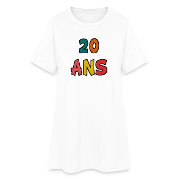 20. 20e ANNIVERSAIRE. ANNIVERSAIRE 20 ANS. 20 ANS. - Robe T-shirt Femme - blanc - Devant