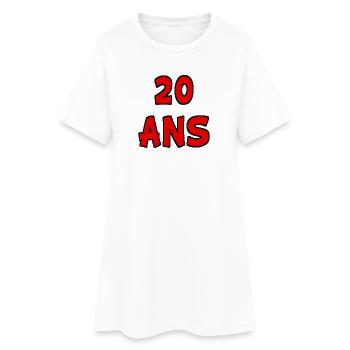 20. 20 ANS. 20e ANNIVERSAIRE. ANNIVERSAIRE 20 ANS. - Robe T-shirt Femme - blanc - Devant