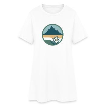 Paysage de montagne avec motif floral - Robe T-shirt Femme - blanc - Devant