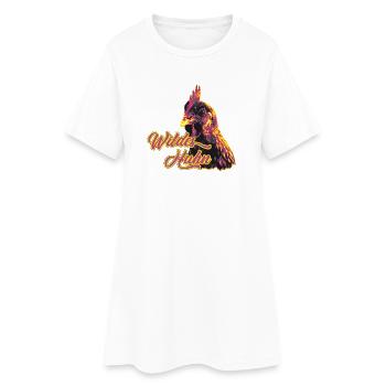 Imprimé expressif motif de poulet sauvage - Robe T-shirt Femme - blanc - Devant