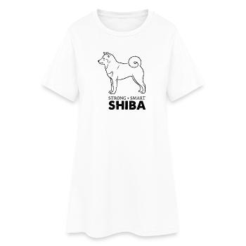 Shiba Inu Lineart Fort Diction Intelligente - Robe T-shirt Femme - blanc - Devant