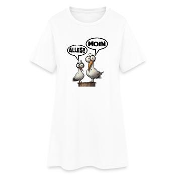 Humorvolle Möwen mit Sprüchen Moin - Frauen T-Shirt-Kleid - Weiß - Vorne