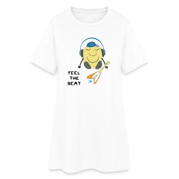 Personnage de bande dessinée avec casque et guitare - Robe T-shirt Femme - blanc - Devant