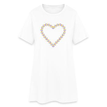 Regenbogen Frieden Herz Muster - Frauen T-Shirt-Kleid - Weiß - Vorne