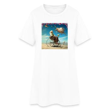 Monde de rêve surréaliste d’une femme âgée en fauteuil roulant - Robe T-shirt Femme - blanc - Devant