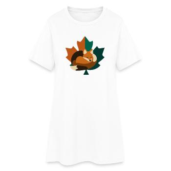 Renard en forme de feuille d’érable. - Robe T-shirt Femme - blanc - Devant