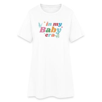 In My Baby Era – Bunt & Verspielt - Frauen T-Shirt-Kleid - Weiß - Vorne