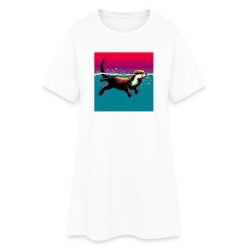 loutre - Robe T-shirt Femme - blanc - Devant