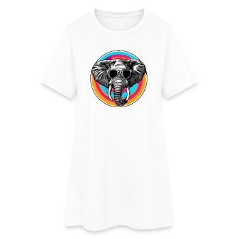 Elephant with sunglasses - Women’s T-Shirt Dress - white - Front