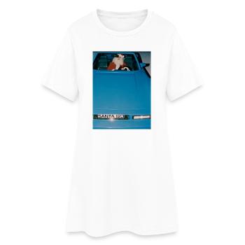 Le Père Noël dans une voiture de sport - Robe T-shirt Femme - blanc - Devant